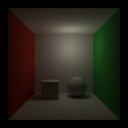 Calibrated F12 ground-truth render, native room scene